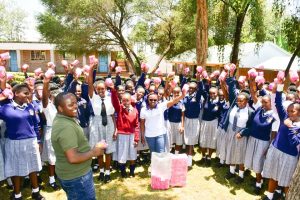 Distribution of sanitary towels for schools, promoting dignity and a full-school term