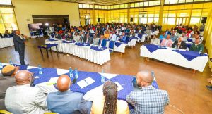 Governor Kimani Wamatangi addressing participants on the opening day of public participation on the proposed thika upgrade to city status